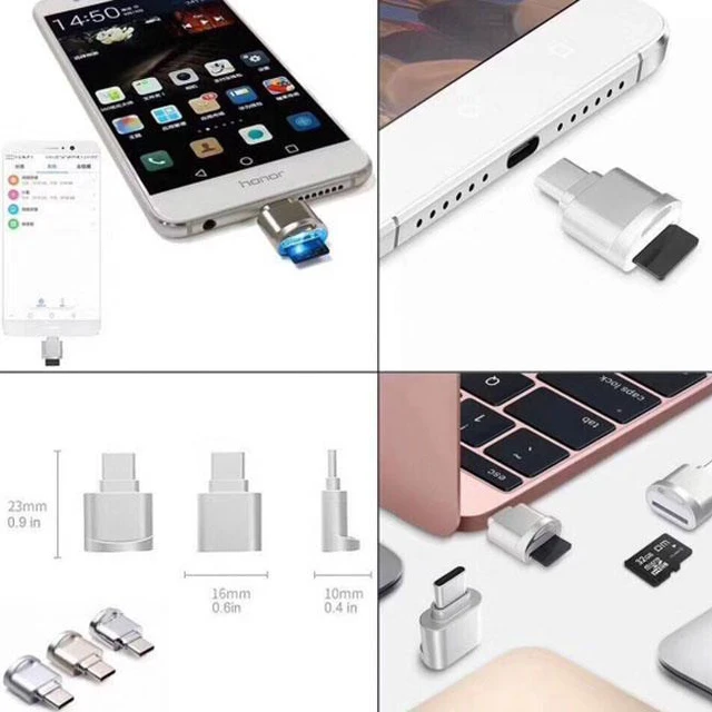 Alt view image 5 of 7 - WRIARICH UC-051-2PCS 2pcs USB 2.0 Type C USB-C to Micro SD SDXC TF Card Reader Adapter for MacbookCell Phone