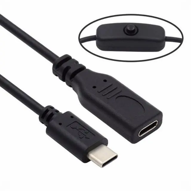 Alt view image 3 of 7 - WRIARICH USB-C Extension Cable with On Off Power Switch Button USB Type-C Male to Female for Laptop Keyboard Raspberry Pi 4B