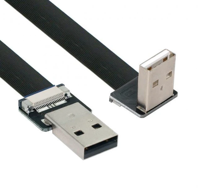 Main image of WRIARICH 0.5M Down Angled USB 2.0 Type-A Male to Type-A Male Data Flat Slim FPC Cable 90 Degree for FPV & Disk & Scanner & Printer
