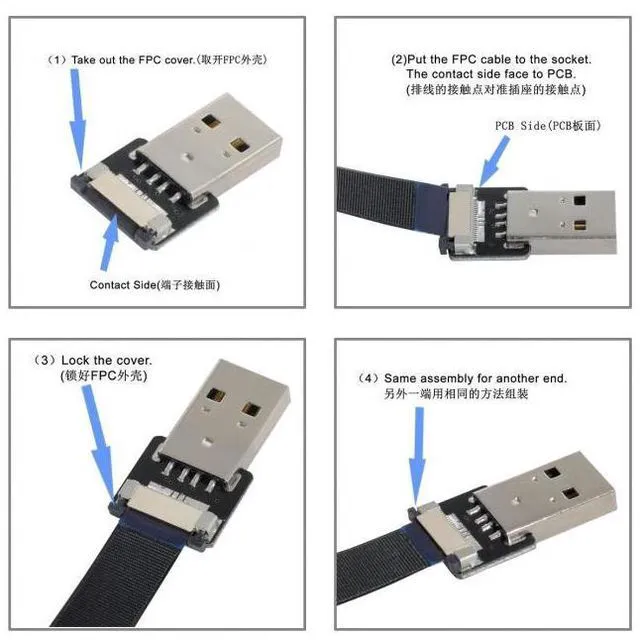 Alt view image 2 of 6 - WRIARICH 0.5M Down Angled USB 2.0 Type-A Male to Type-A Male Data Flat Slim FPC Cable 90 Degree for FPV & Disk & Scanner & Printer