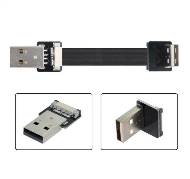 Alt view image 4 of 6 - WRIARICH 0.5M Down Angled USB 2.0 Type-A Male to Type-A Male Data Flat Slim FPC Cable 90 Degree for FPV & Disk & Scanner & Printer
