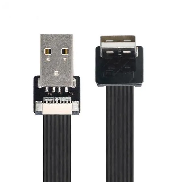 Alt view image 3 of 6 - WRIARICH 0.5M Down Angled USB 2.0 Type-A Male to Type-A Male Data Flat Slim FPC Cable 90 Degree for FPV & Disk & Scanner & Printer