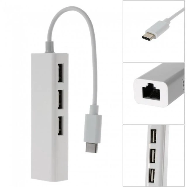 Alt view image 4 of 6 - WRIARICH USB 3.1 Type C USB-C Multiple 3 Ports Hub with Ethernet Network LAN Adapter For Mac & Laptop