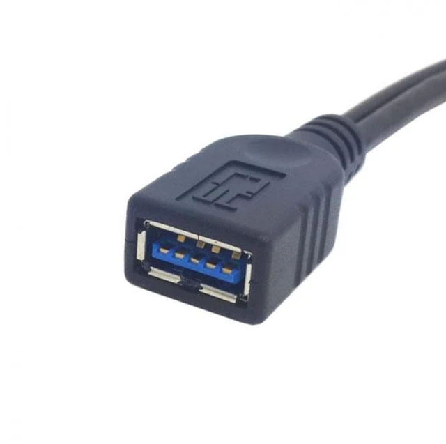 Alt view image 5 of 6 - WRIARICH Black USB 3.0 Female to Dual USB Male Extra Power Data Y Extension Cable for 2.5" Mobile Hard Disk U3-255