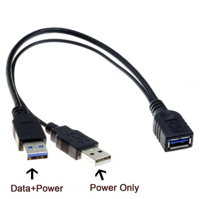 Alt view image 6 of 6 - WRIARICH Black USB 3.0 Female to Dual USB Male Extra Power Data Y Extension Cable for 2.5" Mobile Hard Disk U3-255