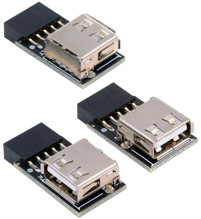 Main image of WRIARICH 3pcs/set 9Pin/10Pin Motherboard Front Panel Header Female to Single USB 2.0 Female Adapter Vertical Angled Type 90 Degree