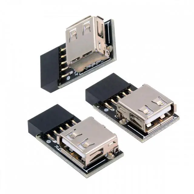 Main image of WRIARICH 3pcs/set 9Pin/10Pin Motherboard Front Panel Header Female to Single USB 2.0 Female Adapter Vertical Angled Type 90 Degree