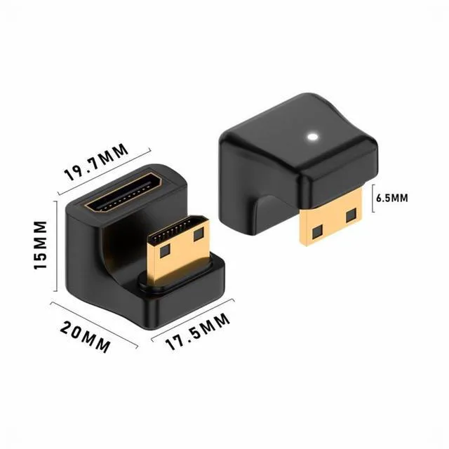 Alt view image 3 of 7 - WRIARICH 360 Degree Down Opposite U Shape Back Angled Mini HDMI 1.4 Male to Mini Female Extension Adapter Converter