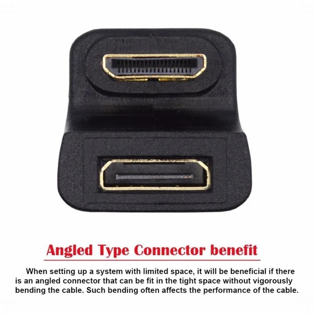 Alt view image 4 of 7 - WRIARICH 360 Degree Down Opposite U Shape Back Angled Mini HDMI 1.4 Male to Mini Female Extension Adapter Converter