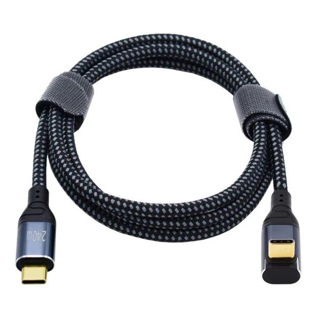 Alt view image 3 of 7 - WRIARICH 0.5M USB-C 240W Type-C Cable 480Mbps 48V 5A Up Down Angled 90 Degree Compatible with USB2.0 100W Charging for Laptop Tablet Phone