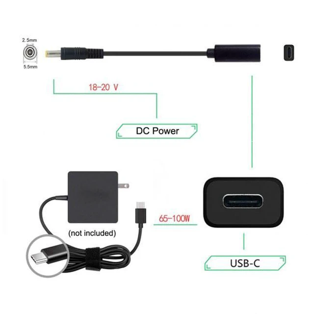 Alt view image 5 of 5 - WRIARICH Type C USB-C Female Input to 5.5*2.5mm Cable UC-109-5525MM