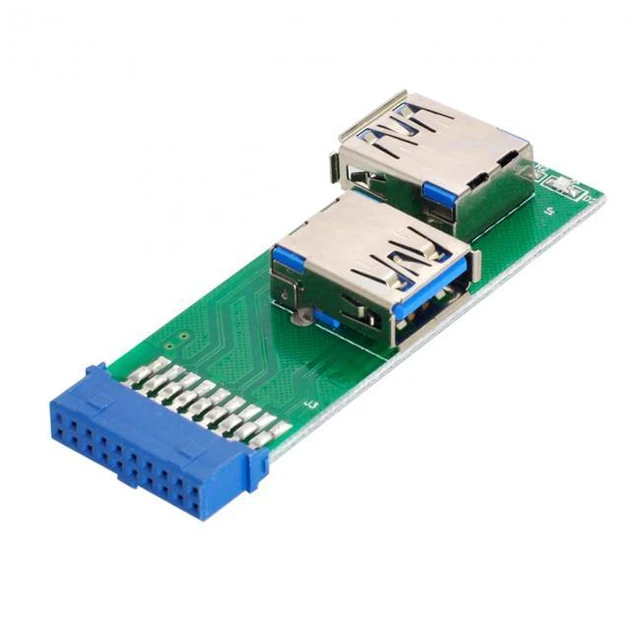 Alt view image 2 of 7 - WRIARICH Dual Side USB 3.0 A Type Female to Motherboard 20Pin 19 Pin Box Header Slot Adapter PCBA with LED