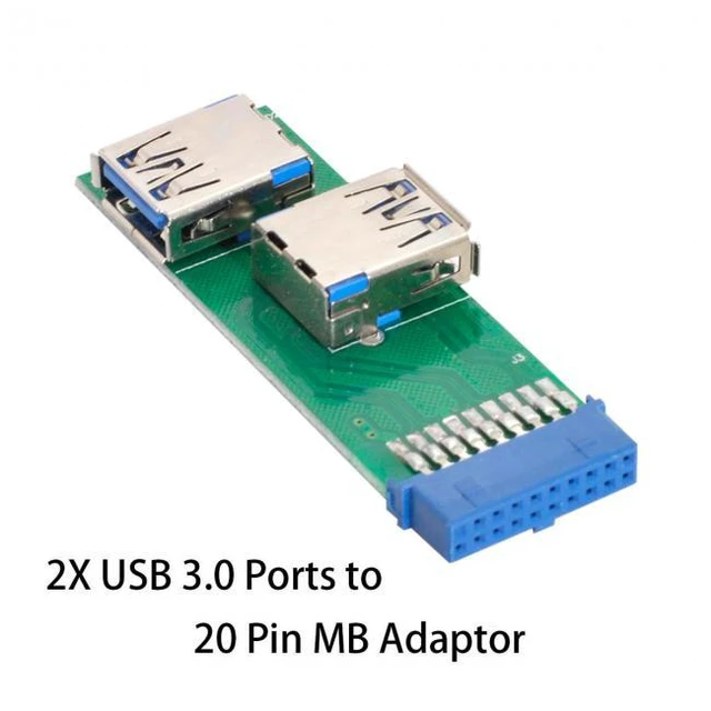 Alt view image 4 of 7 - WRIARICH Dual Side USB 3.0 A Type Female to Motherboard 20Pin 19 Pin Box Header Slot Adapter PCBA with LED