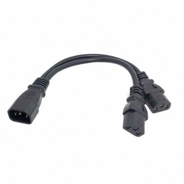 Main image of WRIARICH PW-037 Single C14 to Dual C13 5-13R Short Power Y Type Splitter Adapter Cable Cord