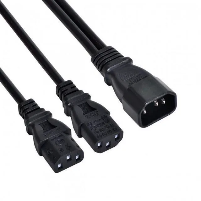Alt view image 5 of 7 - WRIARICH PW-037 Single C14 to Dual C13 5-13R Short Power Y Type Splitter Adapter Cable Cord