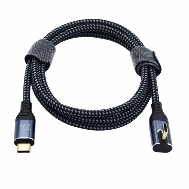 Alt view image 3 of 7 - WRIARICH USB-C 240W Type-C Cable 480Mbps 48V 5A Low Profile Angled 90 Degree Compatible with USB2.0 100W Charging for Laptop Tablet Phone