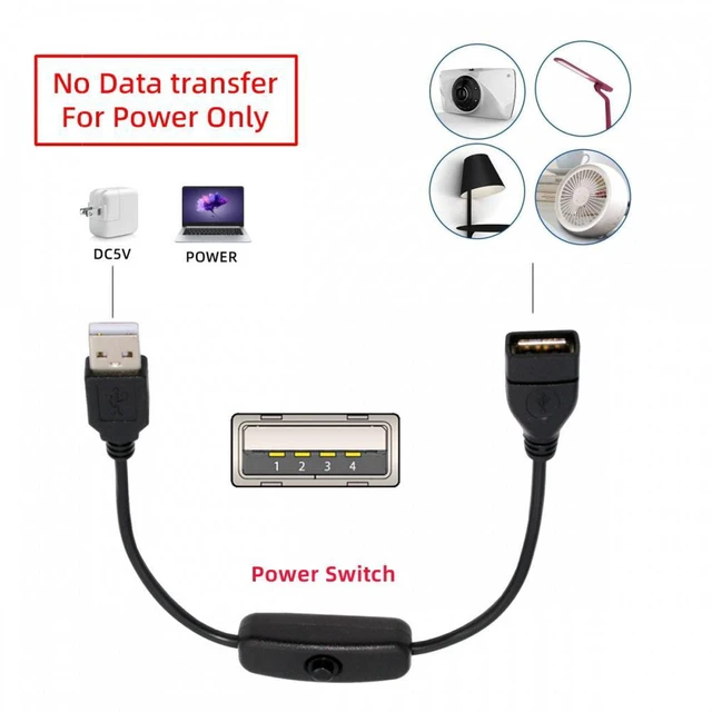 Alt view image 4 of 7 - WRIARICH USB2.0 Cable with On Off Power Switch Button USB Type-A Male to Female for DC 5V Desk Lamp Fan Camera