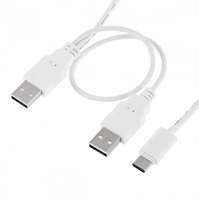 Alt view image 2 of 6 - WRIARICH 480Mbps USB 3.1 Type-C USB-C to Dual A Male Extra Power Data Y Cable for Cell Phone Hard Disk