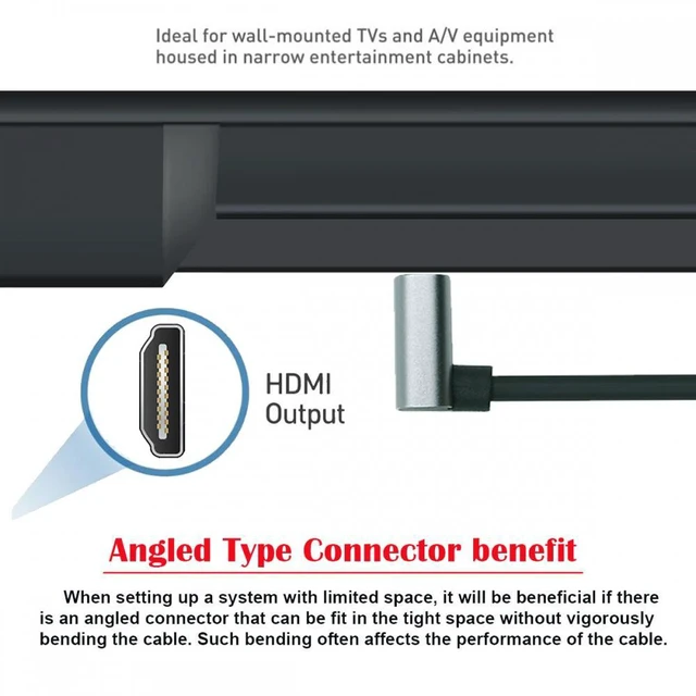 Alt view image 5 of 7 - WRIARICH Up Angled HDMI 8K to HDMI 2.1 Ultra Soft High Flex HDTV Cable Hyper Super Flexible Cord 90 Degree High Speed Type-A Male to Male for Computer HDTV (0.5m)