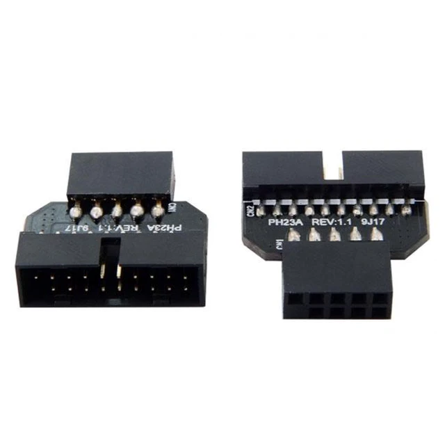 Alt view image 2 of 6 - WRIARICH 1set Reversible USB 2.0 9Pin Housing to Motherboard USB 3.0 20pin Header Female Adapter U2-026