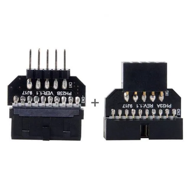 Alt view image 3 of 6 - WRIARICH 1set Reversible USB 2.0 9Pin Housing to Motherboard USB 3.0 20pin Header Female Adapter U2-026