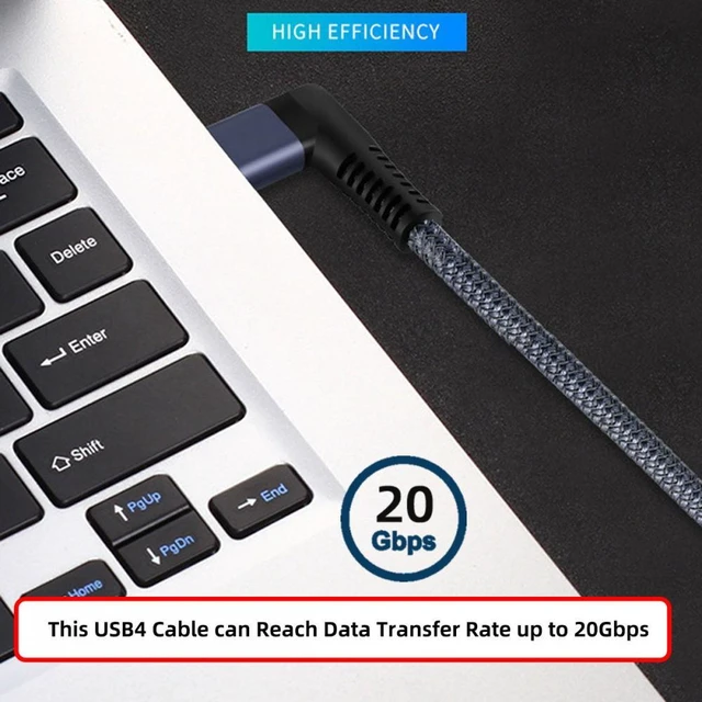 Alt view image 5 of 7 - WRIARICH 90 Degree Left Right USB3.2 Male to Female Extension Cable 20Gbps Sleeve with 100W and 8K 5K USB4.0 Type-C Compatible with Thunderbolt3/4 (0.3m)