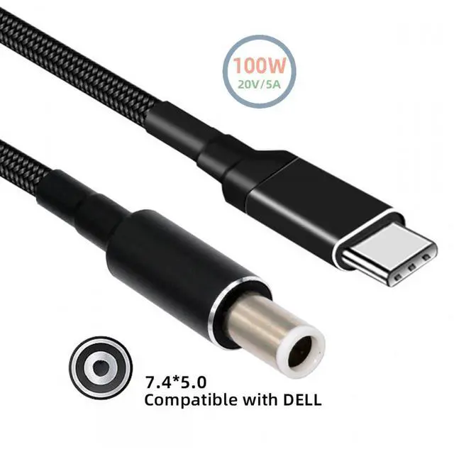 Alt view image 2 of 7 - WRIARICH 100W Type C USB-C Input to 20V DC 7.4*5.0mm Output Power 20V 5A 65W PD Charge Cable compatible with DELL-Laptop