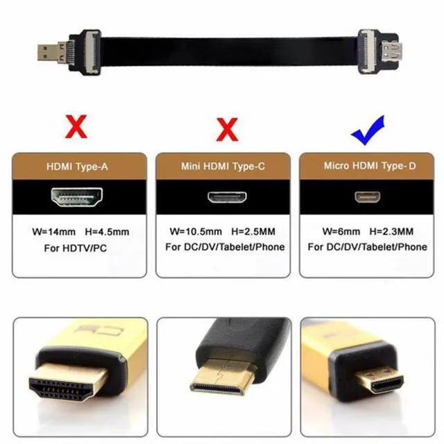 Alt view image 5 of 7 - WRIARICH CYFPV Micro HDMI Male to Micro HDMI Female Extension FPC Flat Cable 1080P for FPV HDTV Multicopter Aerial Photography (0.1M)