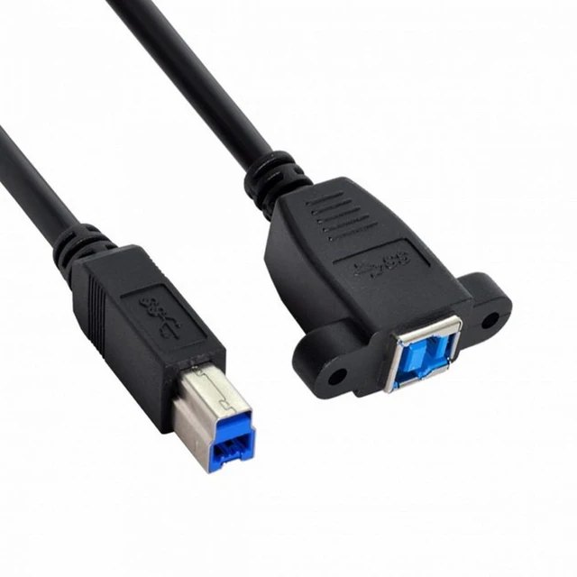 Alt view image 7 of 7 - WRIARICH Super Speed USB 3.0 Back Panel Mount B Female To Male B Type Extension Cable 0.5m
