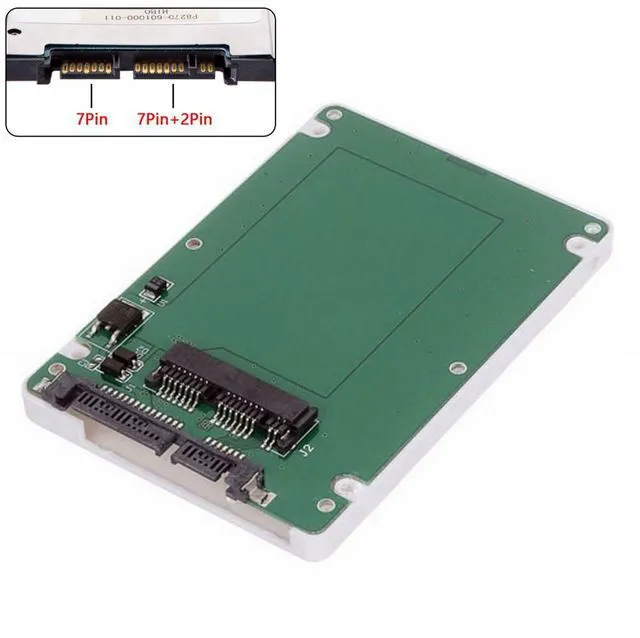 Main image of WRIARICH 1.8" Micro SATA 16pin SSD to 2.5" SATA 22pin 7+15 hard disk case Enclosure White 7mm height