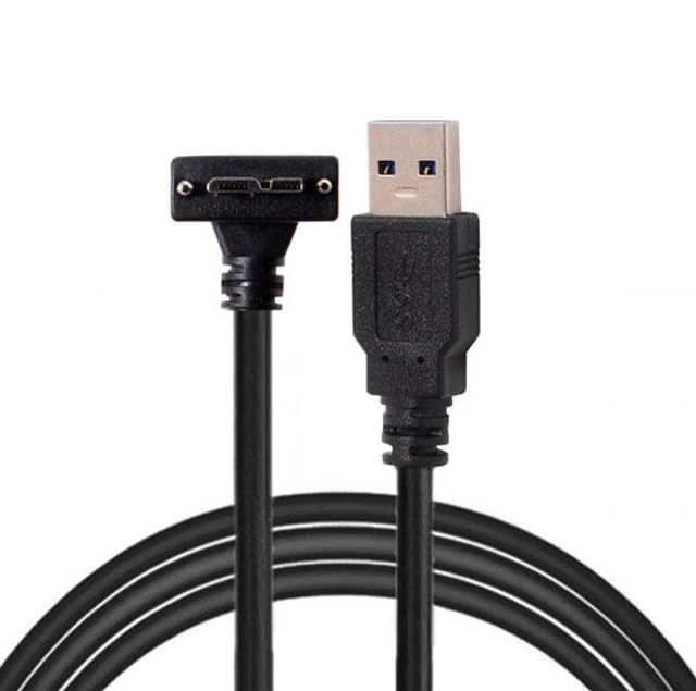 Alt view image 3 of 5 - WRIARICH 1.2m 90 Degree Up Angled Micro USB Screw Mount to 3.0 Data Cable for Industrial Camera U3-044-UP-1.2M