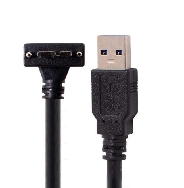 Alt view image 2 of 5 - WRIARICH 1.2m 90 Degree Up Angled Micro USB Screw Mount to 3.0 Data Cable for Industrial Camera U3-044-UP-1.2M
