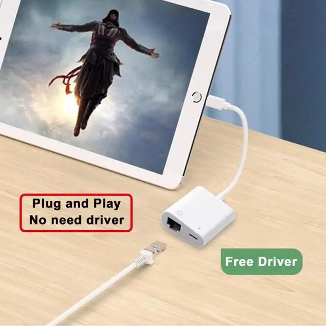 Alt view image 7 of 7 - WRIARICH Type C USB-C to 100Mbps Networking RJ45 with PD Power Charge Adapter Compatible with Laptop Tablet Phone