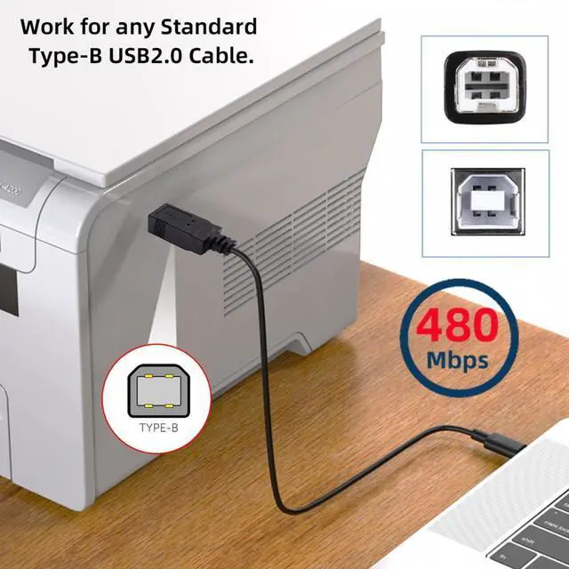 Alt view image 7 of 7 - WRIARICH USB-C USB 3.1 Type-C Male to USB 2.0 B Type Male Data Cable for Phone Mac Laptop MIDI Printer Scanner