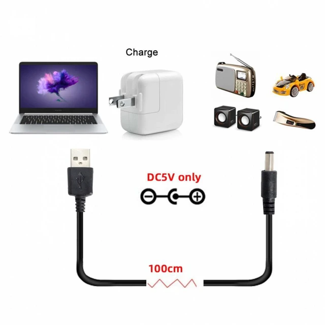 Alt view image 2 of 7 - WRIARICH USB 2.0 A Type Male to 5.5 x 2.5mm DC 5V Power Plug Barrel Connector Charge Cable 100cm
