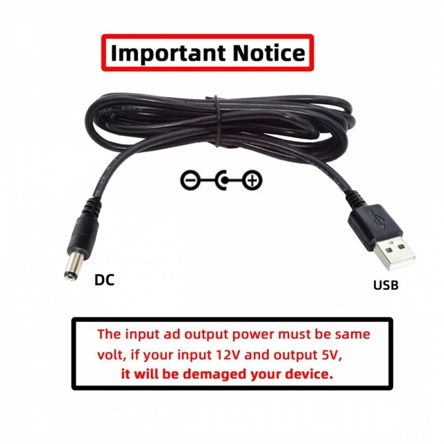 Alt view image 5 of 7 - WRIARICH USB 2.0 A Type Male to 5.5 x 2.5mm DC 5V Power Plug Barrel Connector Charge Cable 100cm