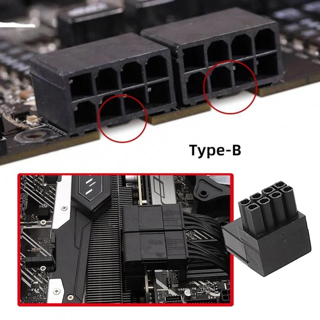 Alt view image 7 of 7 - WRIARICH 2pcs/lot ATX 8P Male to Female 90 Degree Up Down Angled Power Header Adapter for GPU Graphics Card