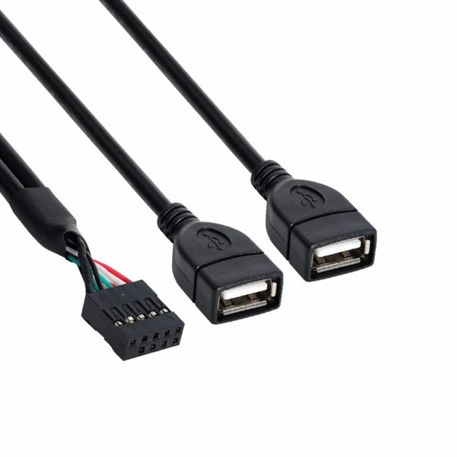 Alt view image 2 of 7 - WRIARICH USB 9Pin 10Pin Motherboard Female Header to Dual USB 2.0 Female Adapter Cable 50cm