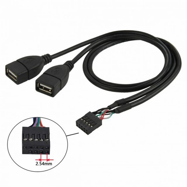 Alt view image 6 of 7 - WRIARICH USB 9Pin 10Pin Motherboard Female Header to Dual USB 2.0 Female Adapter Cable 50cm
