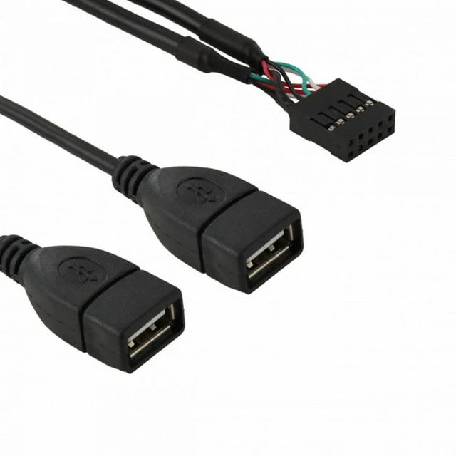 Alt view image 7 of 7 - WRIARICH USB 9Pin 10Pin Motherboard Female Header to Dual USB 2.0 Female Adapter Cable 50cm