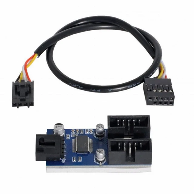 Alt view image 4 of 7 - WRIARICH Motherboard 9pin USB 2.0 Header 1 to 2 Female Extension Cable HUB Connector Adapter Port Multilier