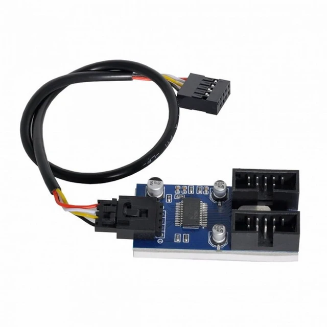 Alt view image 6 of 7 - WRIARICH Motherboard 9pin USB 2.0 Header 1 to 2 Female Extension Cable HUB Connector Adapter Port Multilier