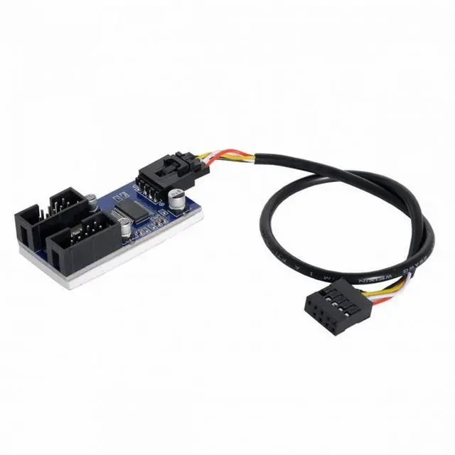 Alt view image 7 of 7 - WRIARICH Motherboard 9pin USB 2.0 Header 1 to 2 Female Extension Cable HUB Connector Adapter Port Multilier