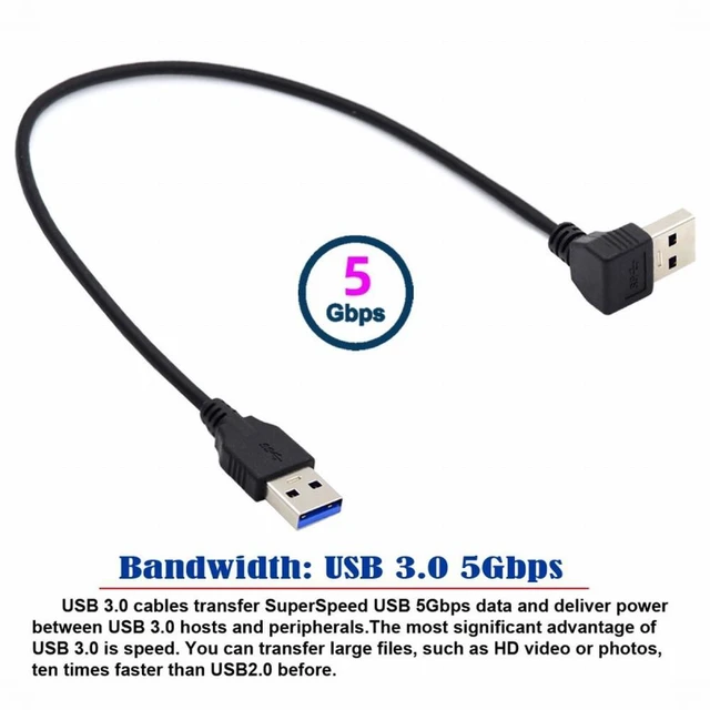 Alt view image 5 of 7 - WRIARICH Angled USB 3.0 Type-A Male to Straight 3.0 Type-A Male Data 5Gbps Cable 90 Degree Down Angled 40cm