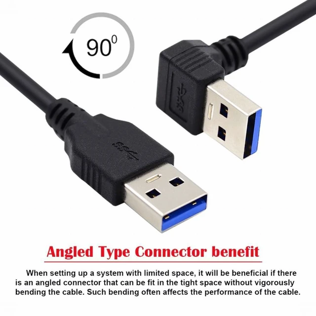Alt view image 7 of 7 - WRIARICH Angled USB 3.0 Type-A Male to Straight 3.0 Type-A Male Data 5Gbps Cable 90 Degree Down Angled 40cm