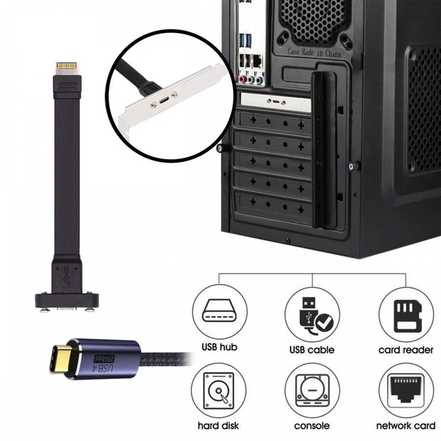 Alt view image 7 of 7 - WRIARICH USB 3.2 Type-E IDC 20Pin Front Panel Header to USB-C Type-C Female Extension Cable 20Gbps with Panel Mount Screw