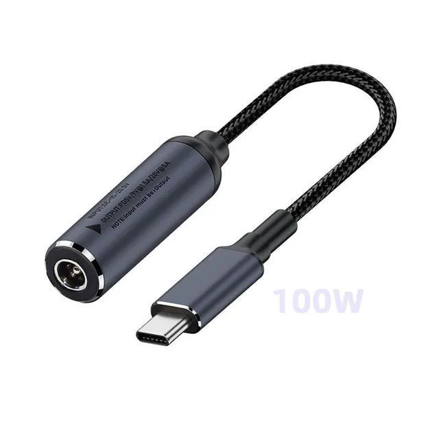 Alt view image 2 of 7 - WRIARICH DC Jack 5.5X2.5mm Input to USB-C Type-C Power 100W Charge Cable for Laptop Phone PD9V 5V 20V