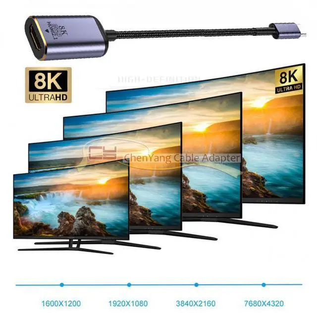 Alt view image 4 of 7 - WRIARICH USB4 USB-C Type-C Source to Female HDMI 2.0 Cable Display 8K 60HZ UHD 4K HDMI Male Monitor