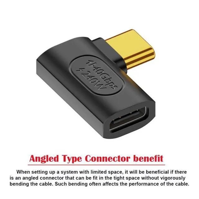 Alt view image 4 of 7 - WRIARICH USB4 Type C Male to Female Extension 240W Power 40Gbps Data 8K Video Adapter Left Right Angled for NS Phone Laptop