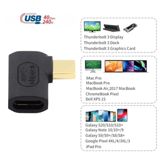 Alt view image 7 of 7 - WRIARICH USB4 Type C Male to Female Extension 240W Power 40Gbps Data 8K Video Adapter Left Right Angled for NS Phone Laptop